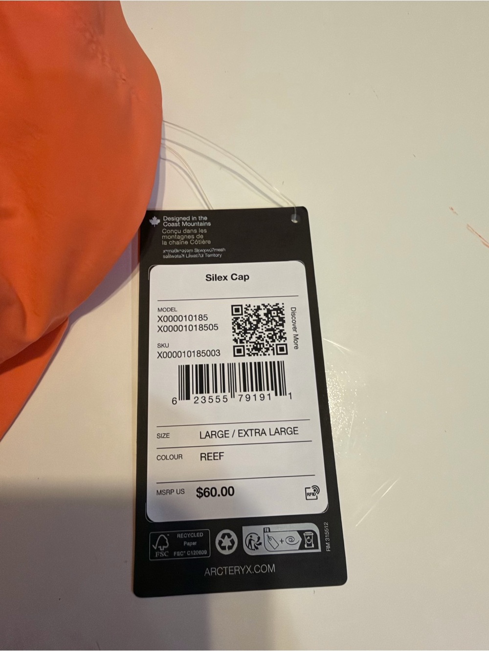 Arc’teryx Silex Cap Reef Orange L/XL Hat New With Tags - Picture 2 of 6